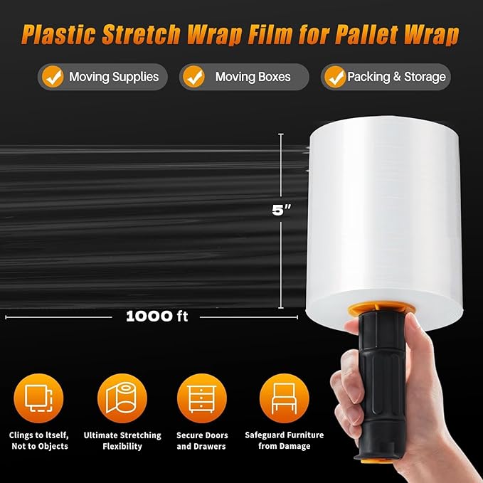 Stretch Film Shrink Wrap for Moving Supplies x 1000ft, Industrial Strength - Image 4