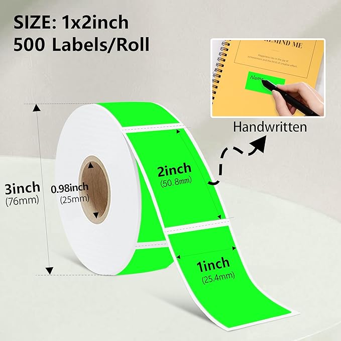 1x2 inch Label Stickers Roll for Thermal Printer 500PCS Colored Removable - Image 3