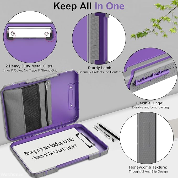 Thicker Clipboard with Storage, Internal Pen Pouch Included, A4 / Letter Size - Image 6