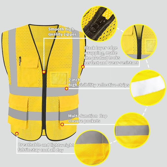 HYCOPROT High Visibility Mesh Safety Reflective Vest - Image 3