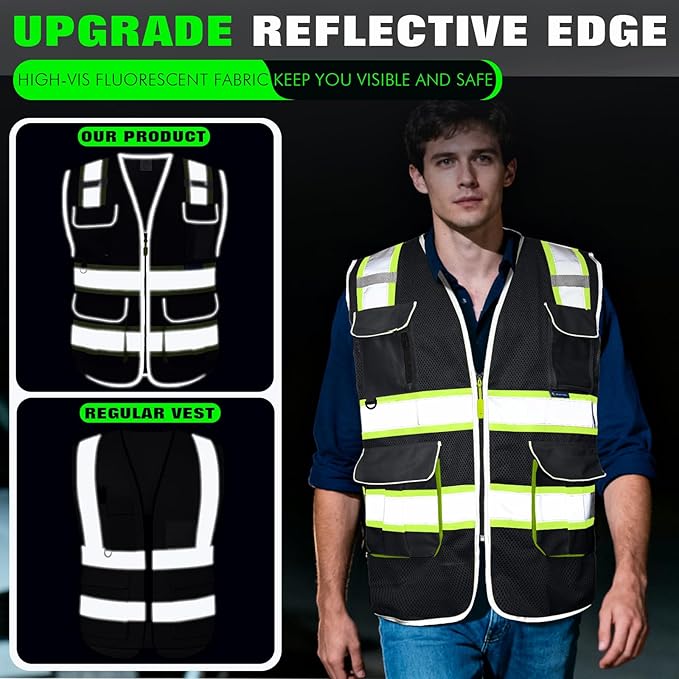 BeautyWill Custom Logo 10 Pockets Safety Vest Class2 ANSI Certified High - Image 3