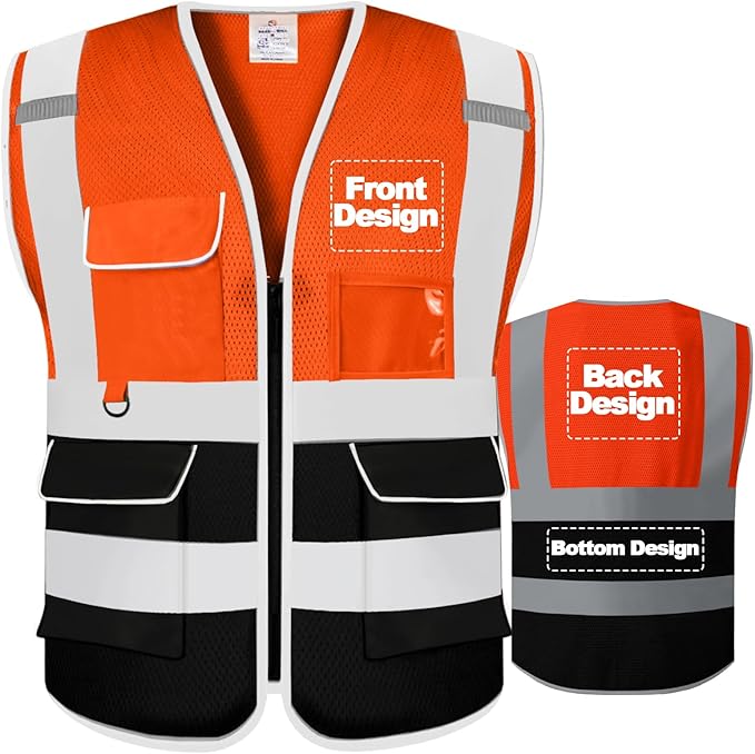 BeautyWill Custom Safety Vest Customized Logo Class 2 High Visibility by BeautyWill