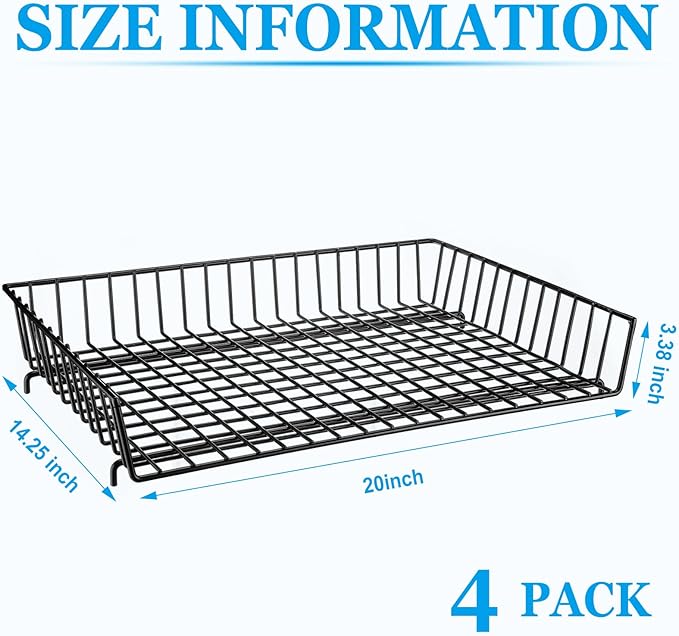 Hicarer 4 Pcs Metal Paper Tray 11 x 17 Inch Iron Wire Grid Desk File Document - Image 2