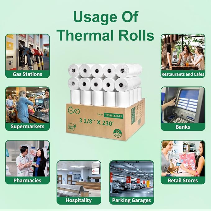 Phenol-Free 3 1/8 x 230 Thermal Paper Receipt Rolls, Thermal Printer Paper 50 - Image 7