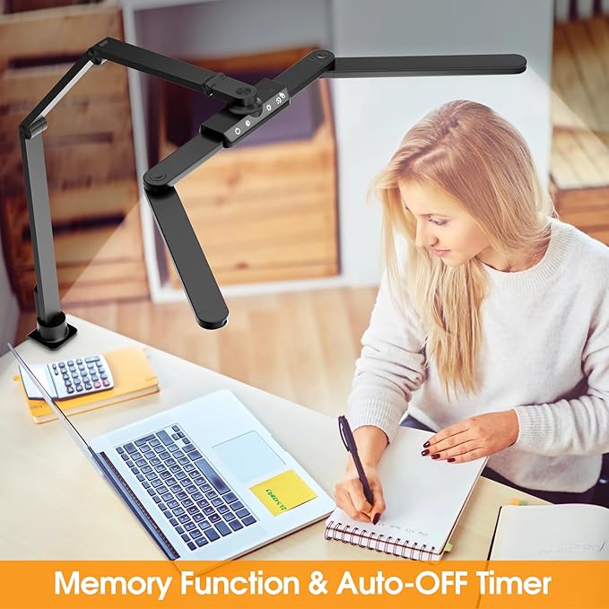 ShineTech LED Desk Lamp for Home Office, 25 Lighting Modes Swing Arm LED Lamp - Image 9