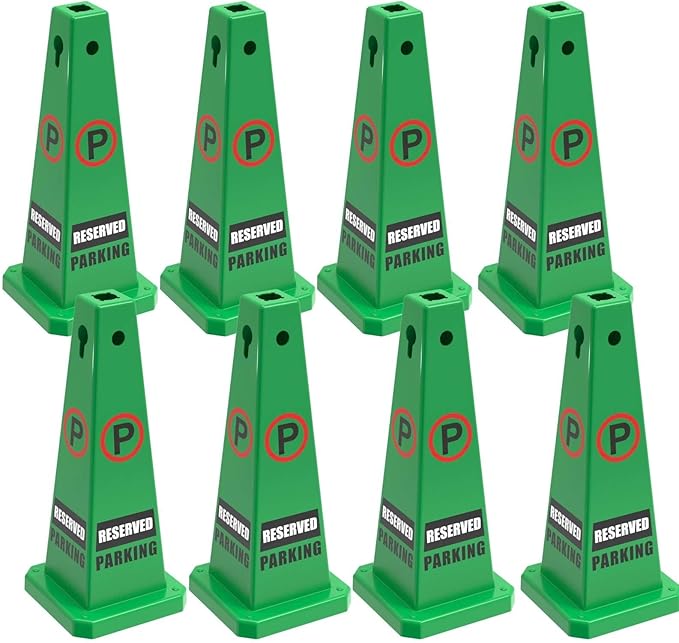 Reserved Parking Sign, 26.4-Inch Green Plastic Cone, High-Visibility by YOURSAFETYOURPRIORITY