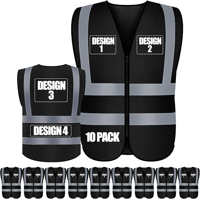 Custom Safety Vest with Logo Pockets High Visibility Reflective Vests by CustomTok