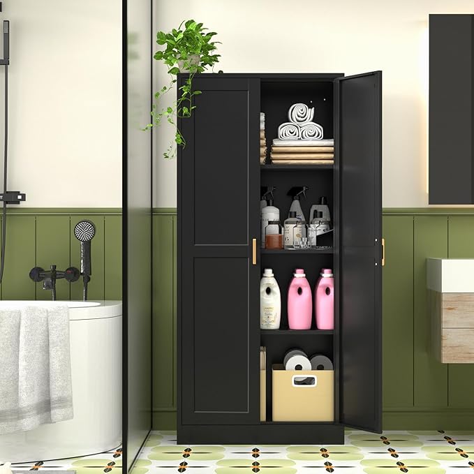 60 Inch Tall Pantry Cabinet, Metal Kitchen Storage Cabinet - Image 9