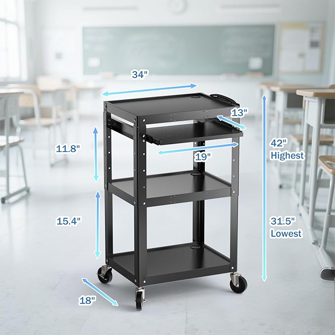 Steel AV Cart on Wheels - Image 3