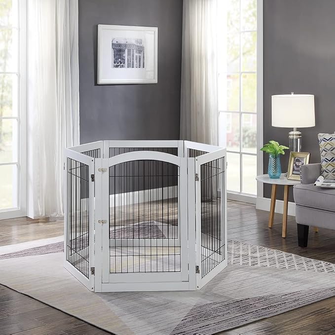 unipaws 144" Extra Wide Dog Gate and Pet Playpen, Free Standing Tall Dog Fence - Image 3