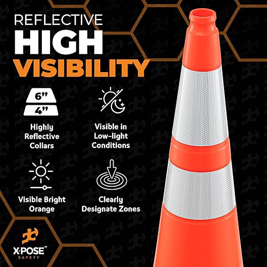Xpose Safety 36 Inch Orange Traffic Cones Heavy Duty 12lb - Image 5
