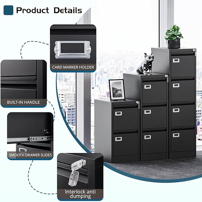 MIIKO 4 Drawer Filing Cabinets - Image 5