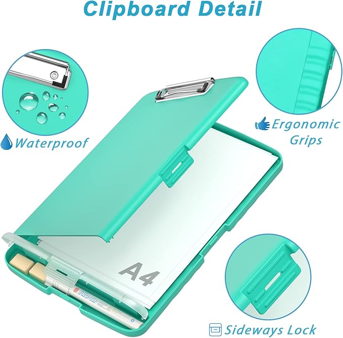Rimilak Plastic Clipboard with Storage, 8.5 x 11 High Capacity Folio Nursing - Image 5