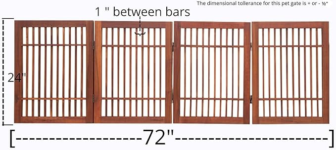 Pet Dog Gate Strong and Durable Freestanding Folding Acacia Hardwood Portable - Image 3