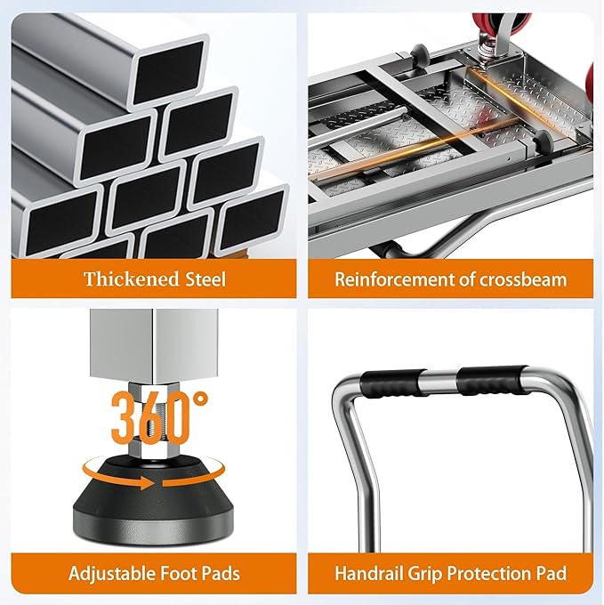 2IN1 43"×24" Foldable Platform Truck, Portable Ladder Platform, Height - Image 5
