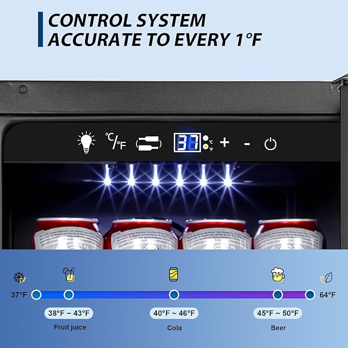 Tylza 15 Inch Beverage Refrigerator, Under Counter/Freestanding Drink Fridge - Image 5