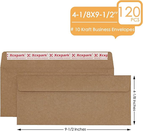120 PCS #10 Brown Self Seal Kraft 4-1/8 x 9-1/2 inches Security Envelopes - Image 2