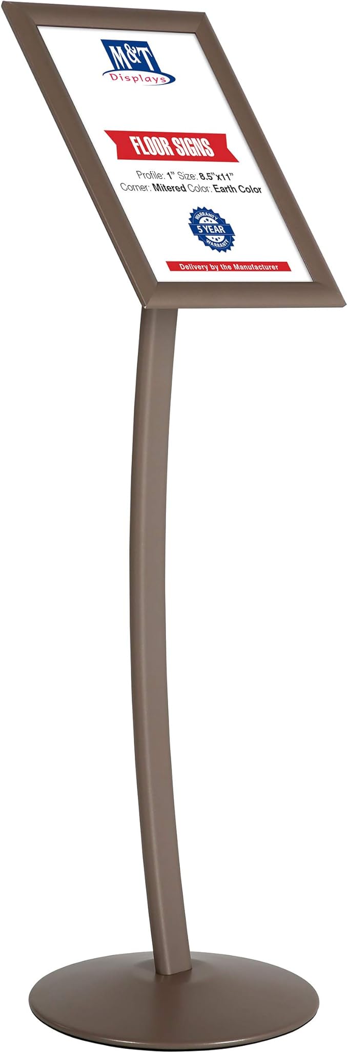 M&T Displays Curved Menu Board, 11x17 Pedestal Sign Holder Earth Color Floor by MTDisplays
