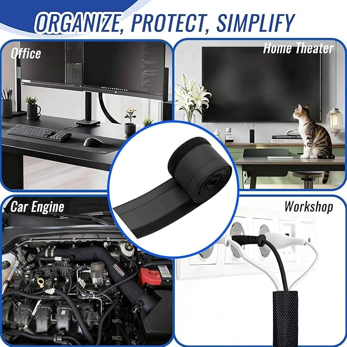 3/4" - 6.6FT Hook and Loop Cable Sleeve, Dog Cat Cord Protector Waterproof - Image 4