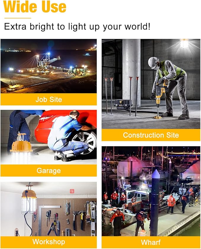 LED Temporary Work Light 60W, LED Construction Lights 7, 200lm 5000K Daylight - Image 7