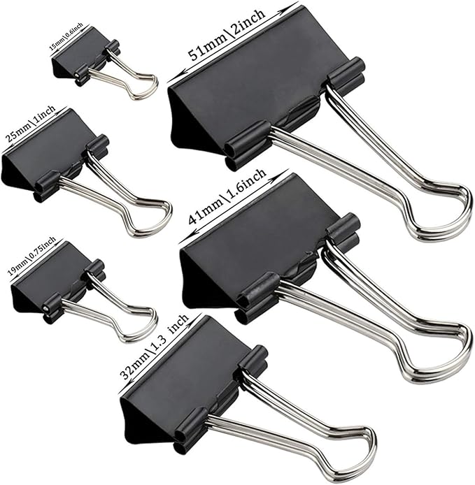 Binder Clips Paper Clamps Assorted Sizes 200 Count, Mini and Micro, 6 Sizes - Image 3