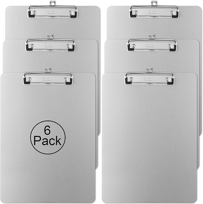 ZCZN Metal Clipboards, 6 Pack Heavy Duty Aluminum Clipboards 12 x 9 Inches by ZCZN