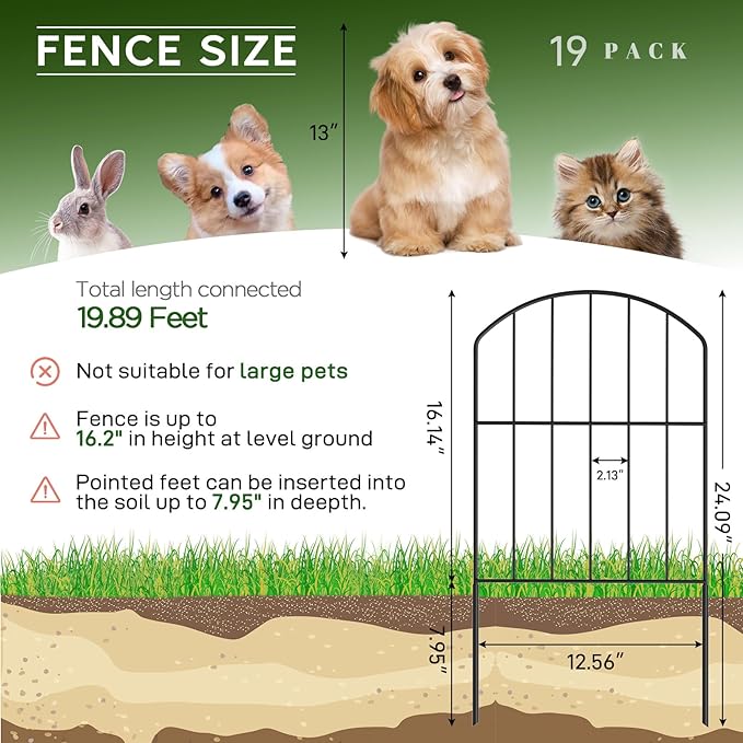 Goovilla Garden Fence, Total 20ft x 24in Garden Fencing Animal Barrier - Image 6