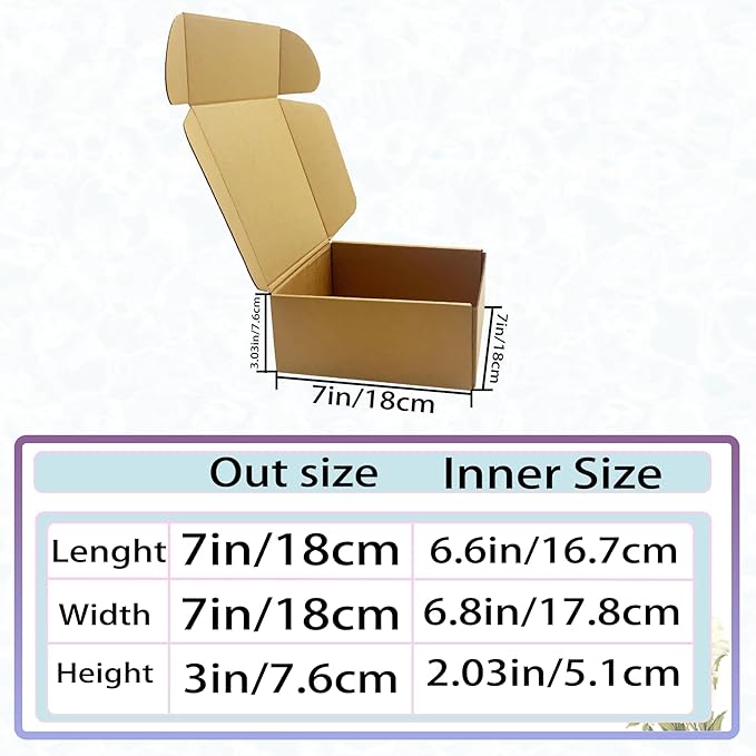 7x7x3 Inches Shipping Boxes Set of 25，Brown Cardboard Boxes Recyclable - Image 2