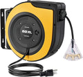 DEWENWILS Retractable Cord Reel, 60 FT Heavy Duty Extension Cord, 12AWG/3C SJTOW by DEWENWILS