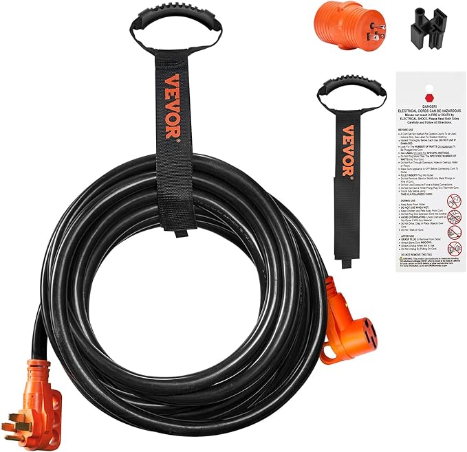 VEVOR 50 Amp RV Extension Cord, 15 ft, Heavy Duty STW 6/3+8/1 AWG RV Power Cord - Image 9