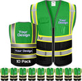 Custom Safety Vest with Logo Pockets High Visibility Reflective Vests by CustomTok