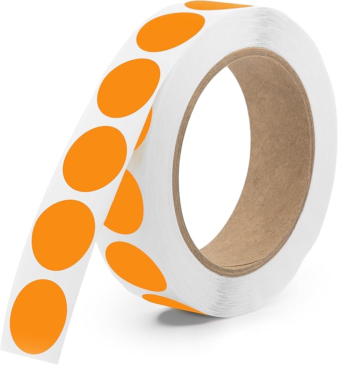 Fluorescent Orange 1-Inch Circle Dot Stickers – 1, 000 Round Strong Adhesive by Unknown