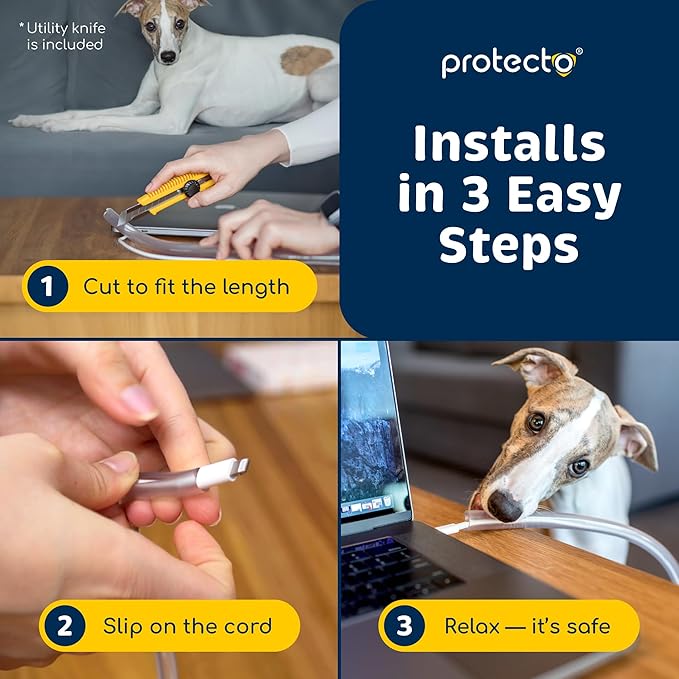 PROTECTO Heavy Duty Cord Protectors from Pets No Chew Solution, 7ft Easy to Use - Image 7