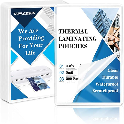 200 Pack 5mil 4“x6" Thermal Laminating Pouches Badge Laminate Pouches Clear by XUWAIDSGN