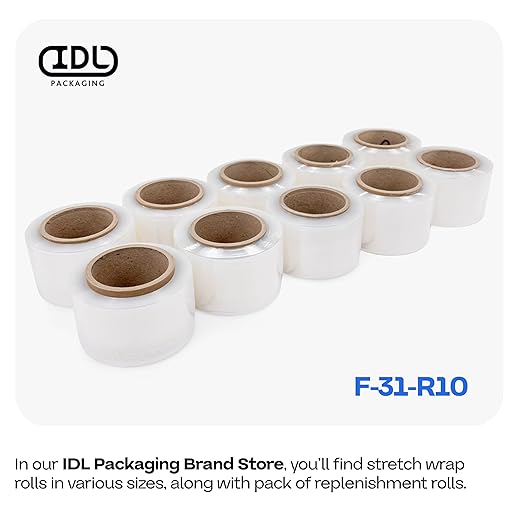 IDL Packaging 3" Stretch Wrap Mini Roll, 700 feet, 120 Gauge - Image 7