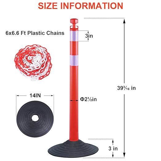 OrangeStar 6 Packs Traffic Delineator Post Cones, Crowd Control Stanchion Sets - Image 7