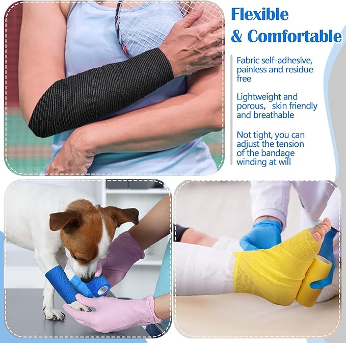 Treela 36 Pcs Self Adherent Bandage 4" X 5 Yard Wrap Breathable Cohesive - Image 6