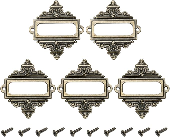 uxcell 5 Pcs Metal Label Holder, 2.2 x 2.4 Inch Small Vintage Card Frame Tag by uxcell
