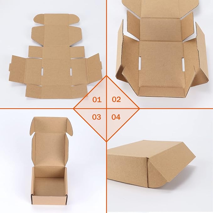 PHAREGE 4x4x2 inch Shipping Boxes Bulk 50 Pack Brown, Tab Lock Tuck Top Mailer - Image 7