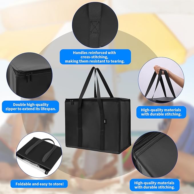 2-Pack Cold Storage Food Bag, Insulated Grocery Bags - Image 3