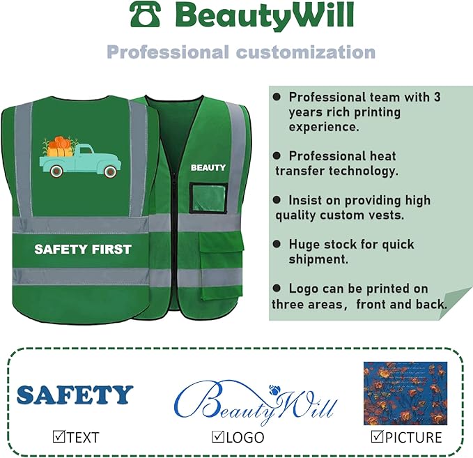 BeautyWill Custom Logo 10/20 Pack Safety Vest Class2 High Visibility Vest - Image 2