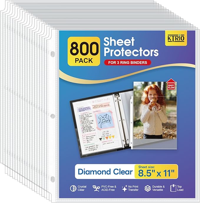 KTRIO 800 Pack Sheet Protectors 8.5 x 11 inch, Plastic Sleeves by KTRIO