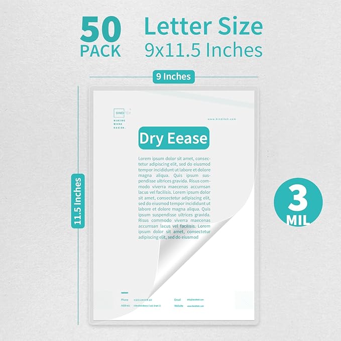 Binditek 50 Pack 3.2 Mil Dry Erase Thermal Laminating Pouches, Dry Erase - Image 2