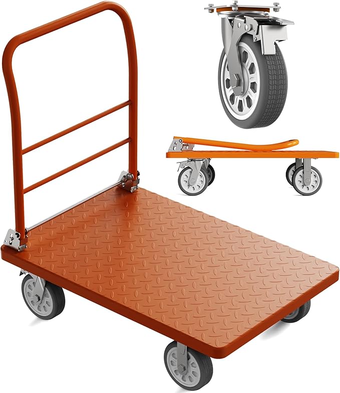Heavy Duty Platform Truck Cart, Flatbed Cart Folding Hand Trucks, by Hrwug