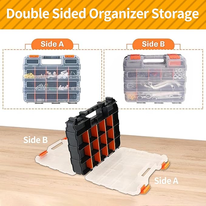 2 Pack Small Parts Organizer, 34-Compartments Hardware Organizer Box, Double - Image 6