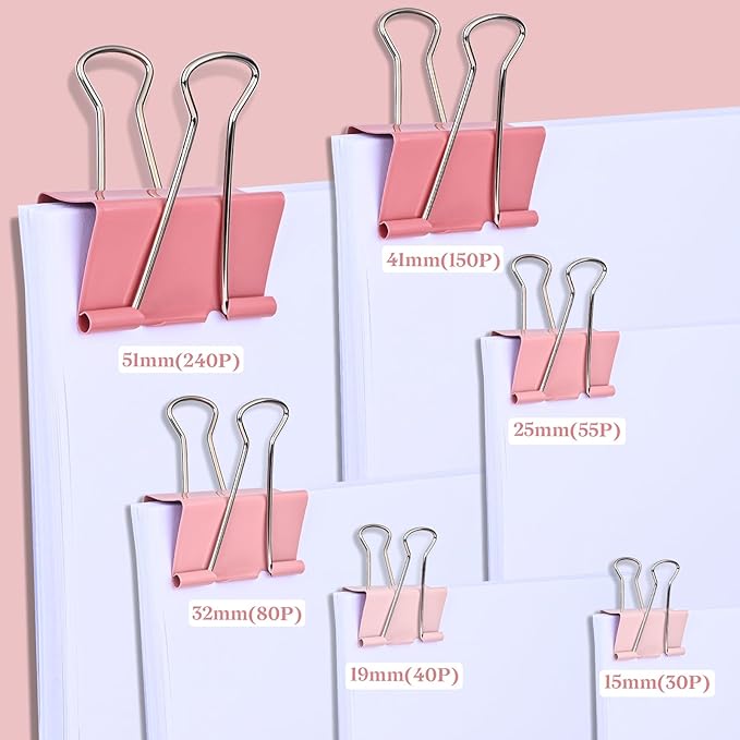 Temiary Aesthetic Binder Clips, Binding Paperwork Clamps - Image 5