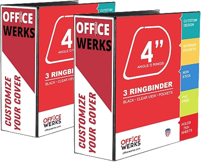 4 Inch 3 Ring Binder, D-Ring Heavy Duty, 800 Sheet Capacity, Customizable View by RingBinder