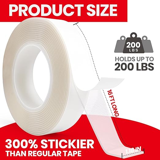 ADHES Double Sided Tape Heavy Duty, 1.18in x 16.4ft, Nano Tape, Reusable and - Image 2