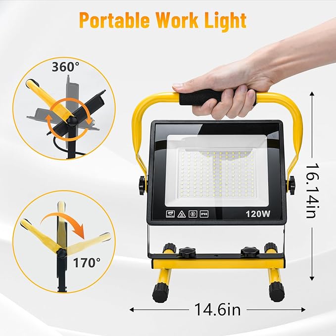120W Led Work Light, 12000LM Portable Work Light - Image 6