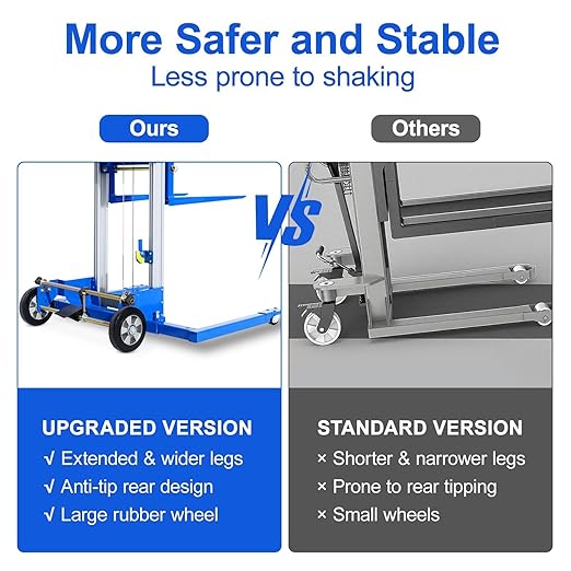 122" 400lbs Material Lift Winch Stacker, Hand Winch Lift Truck - Image 8